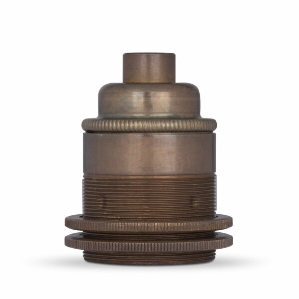 Vintage Lampenfassung E27 aus Messing Old English +2 Gewinderinge, M10-Gewinde