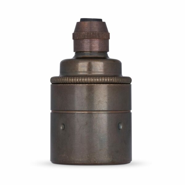 Vintage Lampenfassung E27 aus Messing Old English, Glattmantel, mit Zugentlastung