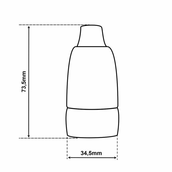 Dimensionen für E14 Porzellan Lampefassung im Vintage-Stil, glasiert, mit Klemmnippel