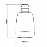 Dimensionen für E27 Lampefassung aus Porzellan im Retro-Stil, Transparent Glasiert (EU Made), mit Premium-Klemmnippel