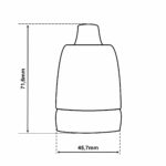 Dimensionen für E27 Lampefassung im Retro-Design aus Porzellan (EU Made) mit Kunststoff-Klemmnippel