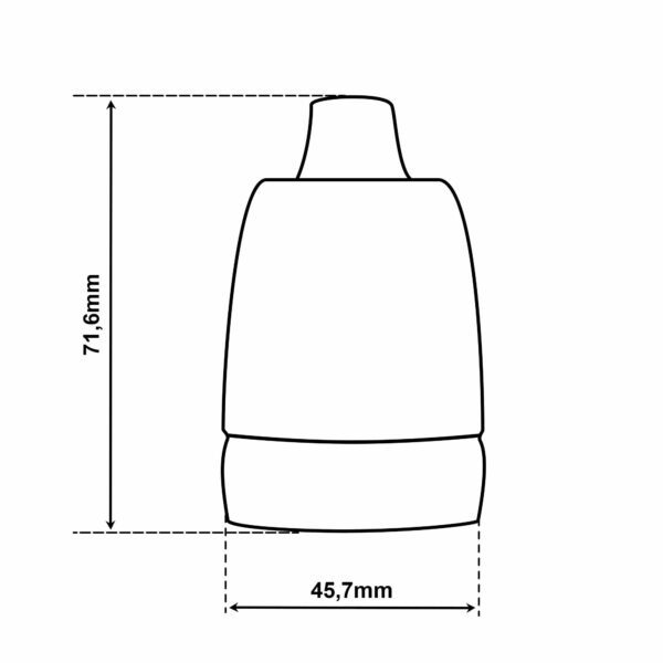 Dimensionen für E27 Lampefassung im Retro-Design aus Porzellan (EU Made) mit Kunststoff-Klemmnippel