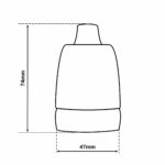 Dimensionen für Porzellanfassung E27, glasiert, mit Klemmnippel