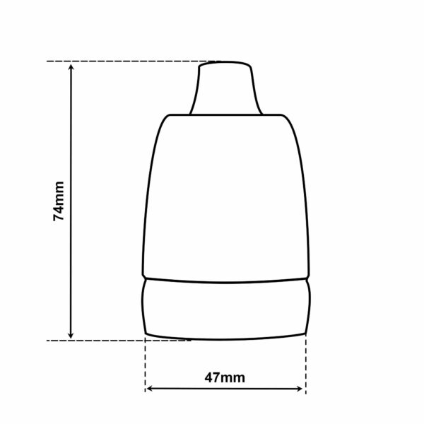 Dimensionen für Porzellanfassung E27, glasiert, mit Klemmnippel