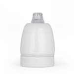 E27 Lampefassung im Retro-Design aus Porzellan (EU Made) mit Kunststoff-Klemmnippel