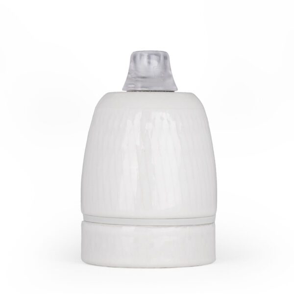 E27 Lampefassung im Retro-Design aus Porzellan (EU Made) mit Kunststoff-Klemmnippel