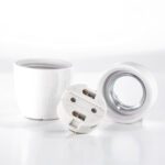 Komponenten für E27 Lampefassung aus Porzellan im retro stil transparent Glasiert EU Made