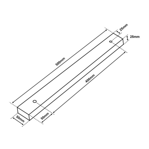 Dimensionen für Baldachin für Lampe Rechteckig, Abzweigdose mit 2 Kabelauslässen new