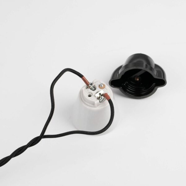 2-tlg. E27 Fassung aus Porzellan/Duroplast für Litzen (verseiltes Kabel) mit textilkabel