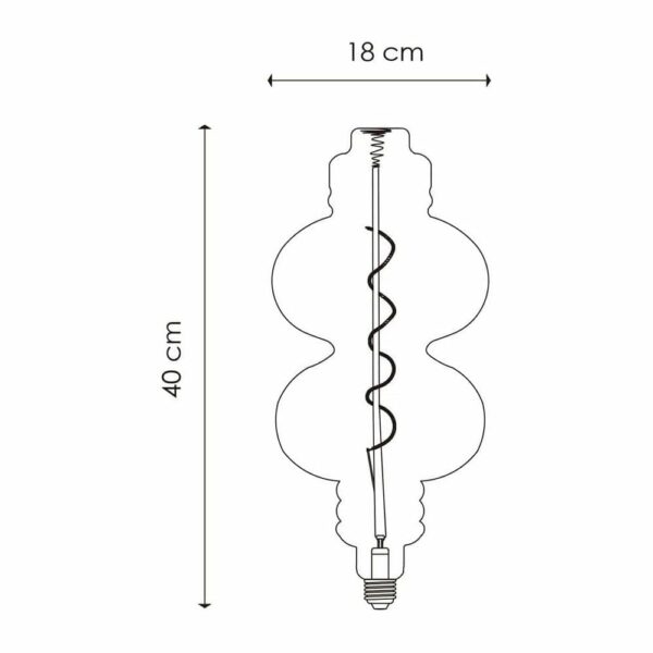 Dimensionen für Vintage E27 LED Filament Glühbirnenspirale Amber 4W Dimmable