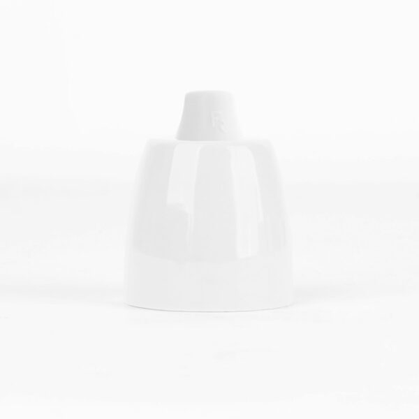 Fassungsmantel Porzellanfassung E27, weiß glasiert, mit Klemmnippel