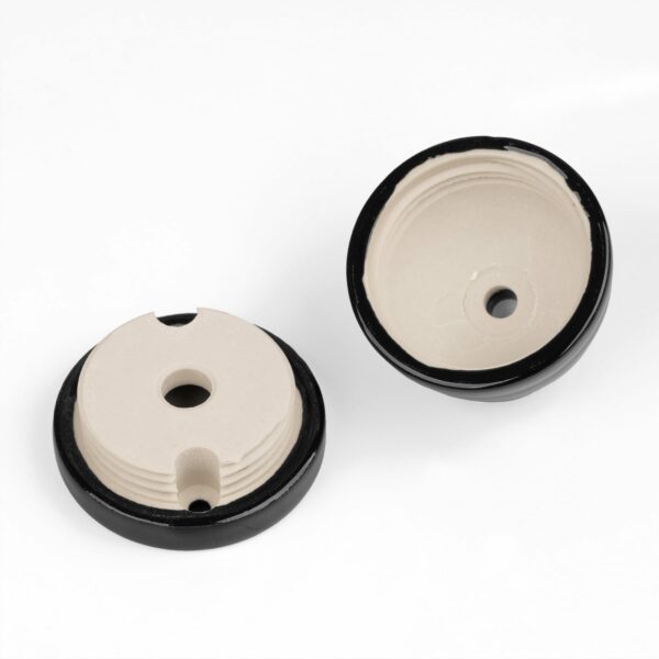 Komponenten für Zweiteiliger Baldachin aus Porzellan, kompakte Bauform, schwarz glasiert