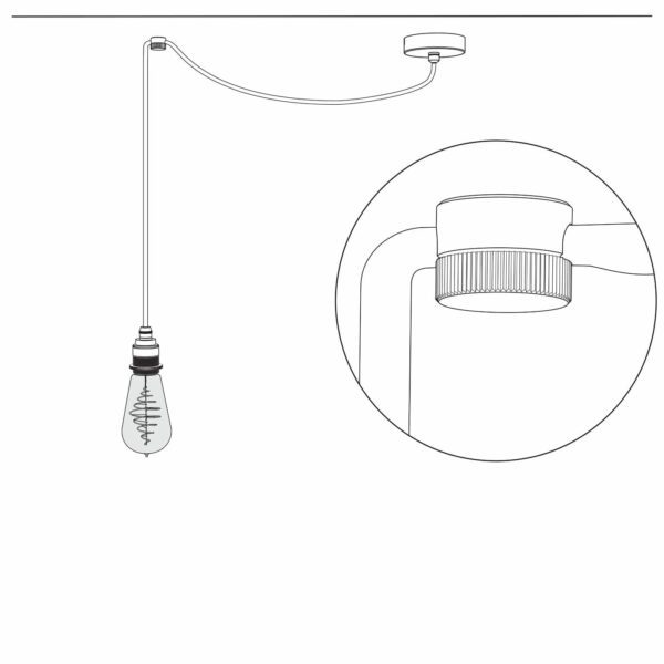 Montagezeichnung für Aufputz-Kabelhalter aus Messing, Kabelaufhängung für Textilkabel