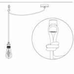 Montagezeichnung für Aufputz-Kabelhalter für Textilkabel, Affenschaukel, Decken- und Wandpin 2