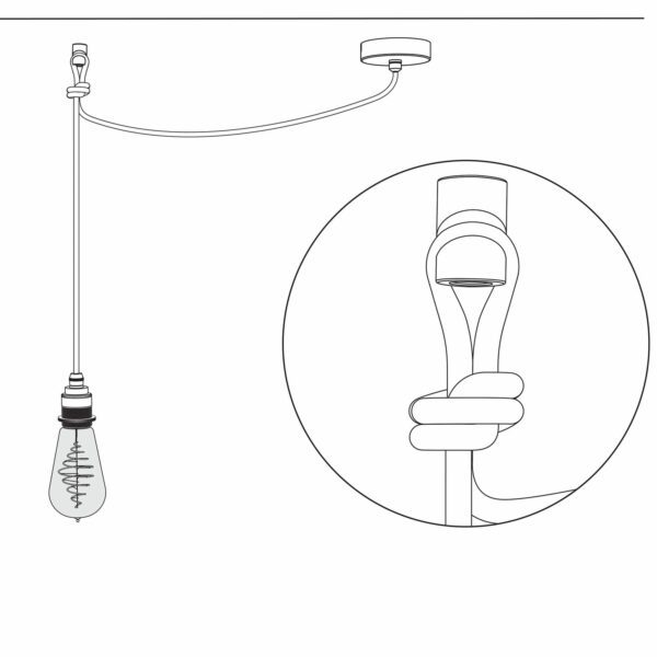 Montagezeichnung für Aufputz-Kabelhalter für Textilkabel, Affenschaukel, Decken- und Wandpin 2
