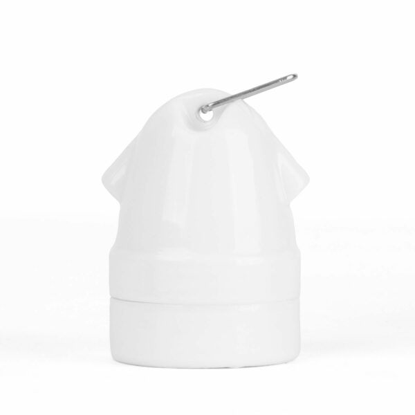 Porzellan Lampenfassung E27- nur für Litzen (verseiltes Kabel), weiß glasiert