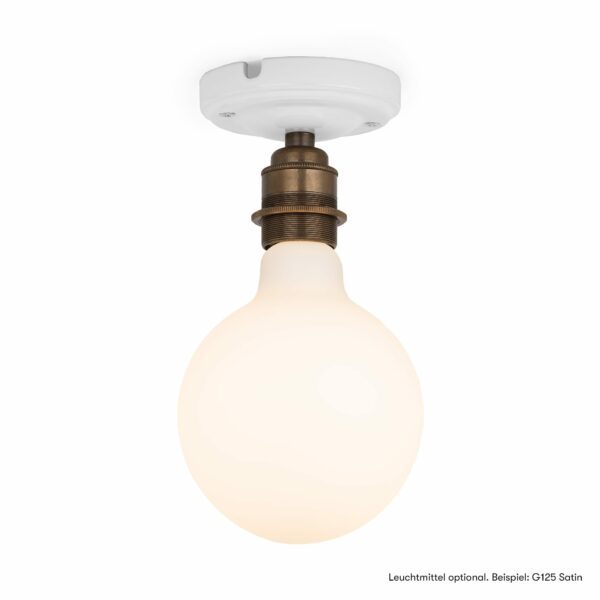 Relight Era, Decken-Wandleuchte aus Porzellan Weiß mit Vintage Lampenfassung aus Messing Old English mit Leuchtmittel