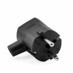 Schutzkontakt-Stecker aus Thermoplast, Schuko Winkelstecker mit Knickschutz, schwarz 2