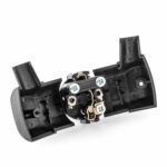 Schutzkontakt-Stecker aus Thermoplast, Schuko Winkelstecker mit Knickschutz, schwarz Innenansicht 2