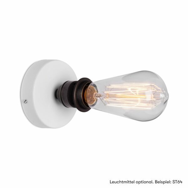 Wandlampe Vintage Weiß mit Fassung Bronze Antik und ST64 LED Leuchtmittel, Relight Locke