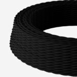 Textilkabel Verseilt Stapel 2-adrig oder 3-adrig für Lampen oder Aufputz Elektroinstallation Schwarz