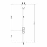 Textilkabel-Zuleitung mit Euro-Stecker und Schalter, rot dimensionen