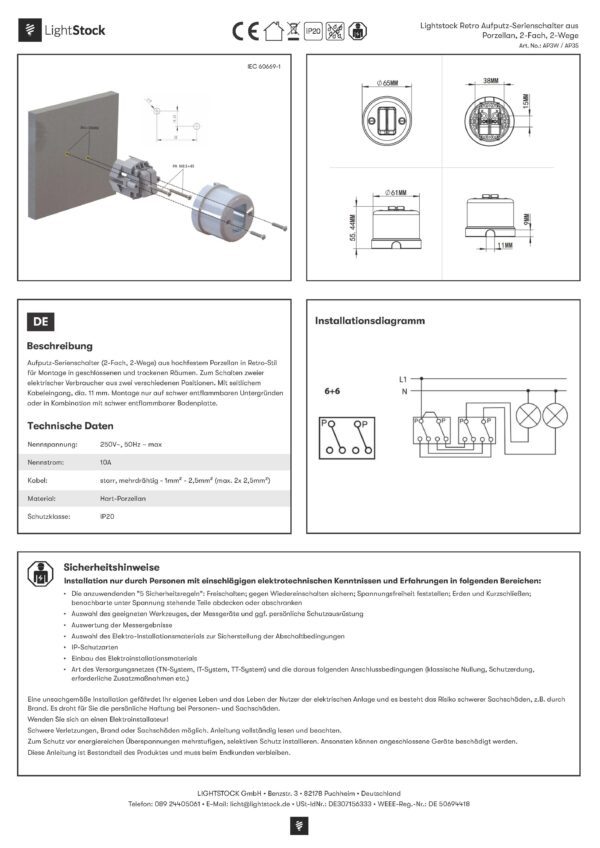 Installationsanleitung für AP3W-AP3S