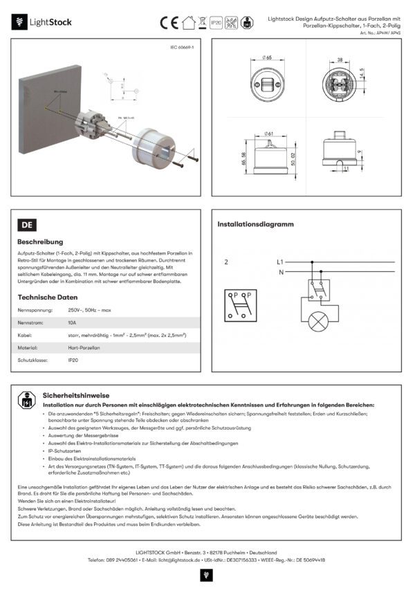 Installationsanleitung für AP4W-AP4S