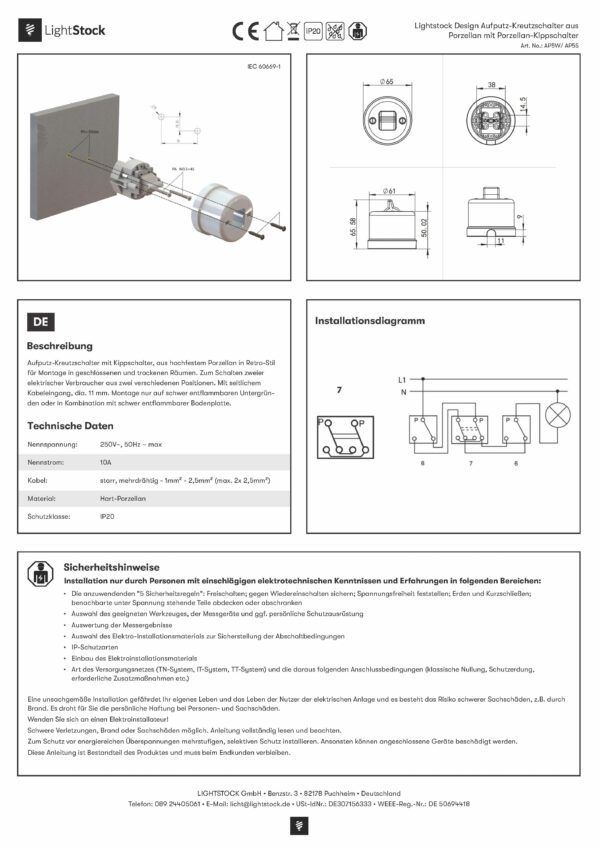 Installationsanleitung für AP5W-AP5S