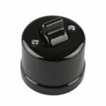 Lightstock Design Aufputz-Kreutzschalter aus Porzellan Schwarz mit Porzellan-Kippschalter