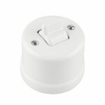 Lightstock Design Aufputz-Kreutzschalter aus Porzellan Weiß mit Porzellan-Kippschalter