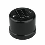 Lightstock Retro Aufputz-Serienschalter aus Porzellan Schwarz, 2-Fach, 2-Wege