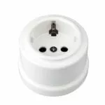 Lightstock Retro Aufputz-Steckdose aus Porzellan Weiß