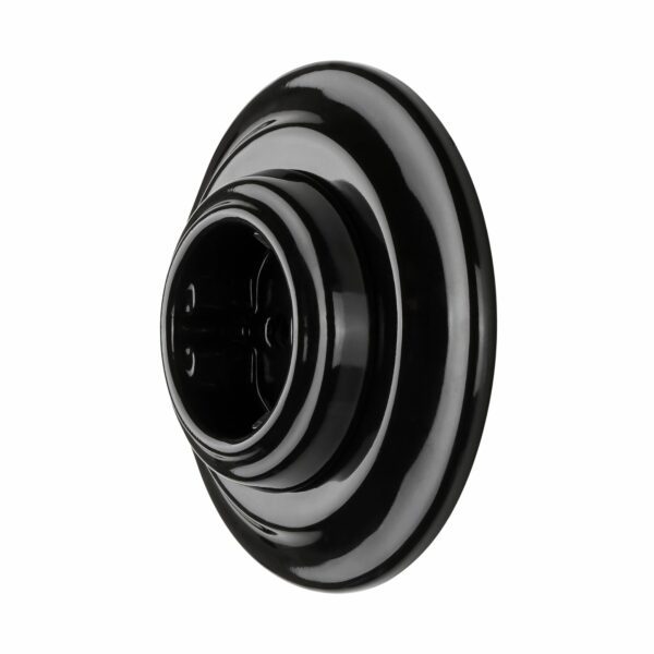 Lightstock Retro Unterputz-Steckdose aus Porzellan, Schwarz 2