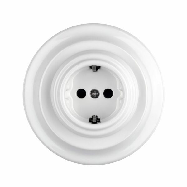 Lightstock Retro Unterputz-Steckdose aus Porzellan, Weiß 3