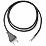 Textilkabel-Lampenzuleitung (H03VV-F),  Schwarz mit Eurotecker