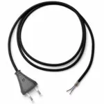 Textilkabel-Lampenzuleitung (H03VV-F),  Schwarz mit Eurotecker