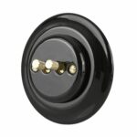 Lightstock Design Unterputz-Serienschalter aus Porzellan Schwarz mit Messing-Kippschalter, 2-Fach, 2-Wege