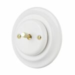 Lightstock Design Unterputz-Wechselschalter aus Porzellan Weiß mit Messing-Kippschalter, 1-Fach, 2-Wege