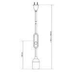 Dimensionen für Relight In Control - Plug-In Textilkabel-Leuchte mit Relight Moment Schnurdimmer und Lampenfassung aus Bakelit
