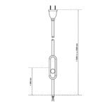 Dimensionen für Textilkabel-Lampenzuleitung mit Relight Moment Schnurdimmer und Eurostecker