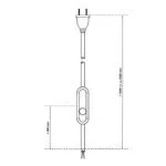 Dimensionen für Textilkabel-Lampenzuleitung mit Relight Moment Schnurdimmer und Eurostecker
