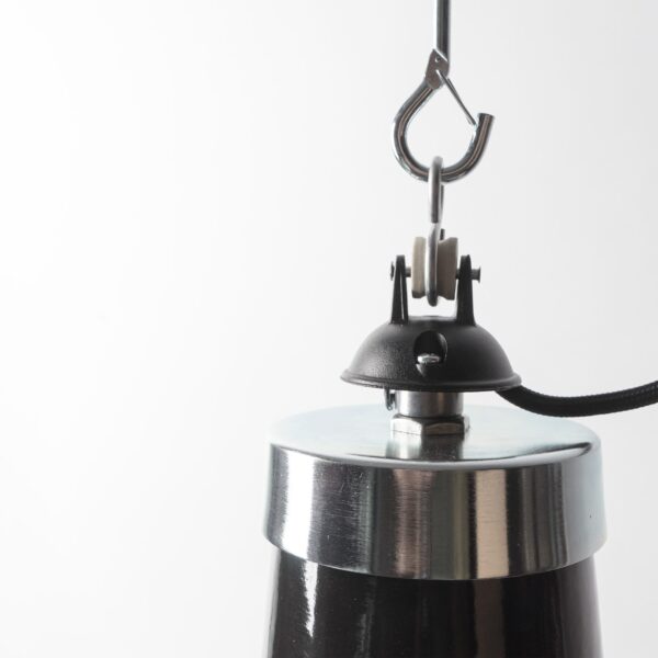 Große Vintage Industrieleuchte aus emailliertem Stahlblech, 52cm 2