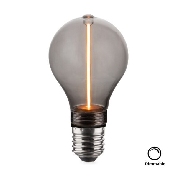 LED Filament Leuchtmittel, LINE, Smoke, Bulb A60, E27, 2W, 40lm, 1800K, dimmbar