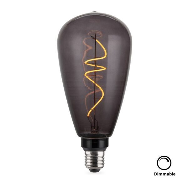 LED Filament Leuchtmittel, Vintage, PEAR, Smoke, E27, 4W, 40lm, 1800K, dimmbar