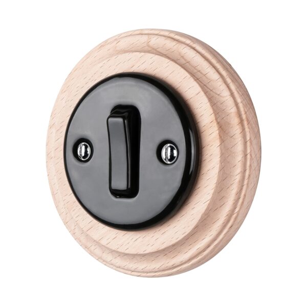 Lightstock Retro Unterputz-Schalter aus Porzellan, 1-Fach, 2-Polig, Schwarz 4