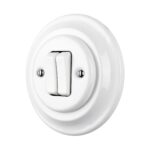 Lightstock Retro Unterputz-Schalter aus Porzellan, 2-Fach, 2-Polig, Weiß