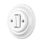 Lightstock Retro Unterputz-Schalter aus Porzellan, 2-Fach, 2-Polig, Weiß