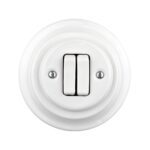 Lightstock Retro Unterputz-Schalter aus Porzellan, 2-Fach, 2-Polig, Weiß 3