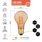 LED Filament Leuchtmittel, Vintage Dekoleuchte, Bulb A60, E27, 2.3W, 65lm, 1800K, dimmbar